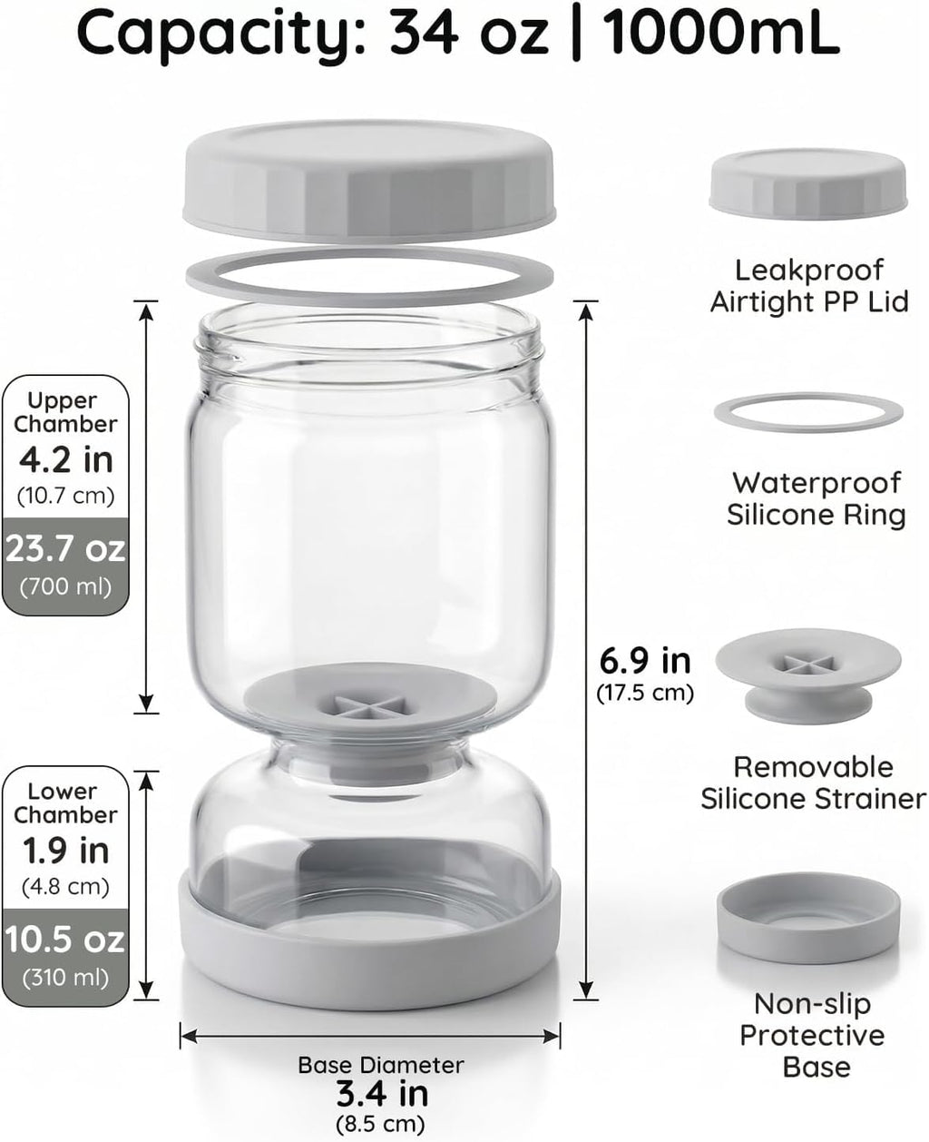 PickleFlow 1L – Smart Flip Pickle Jar
