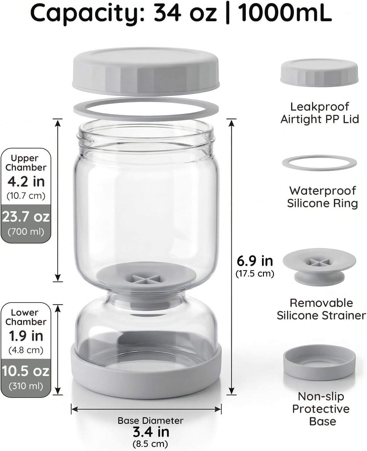 PickleFlow 1L – Smart Flip Pickle Jar