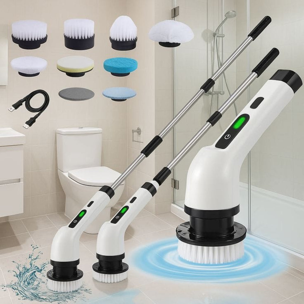 9-in-1 Multifunctional Cordless Electric Spin Scrubber with Extendable Handle