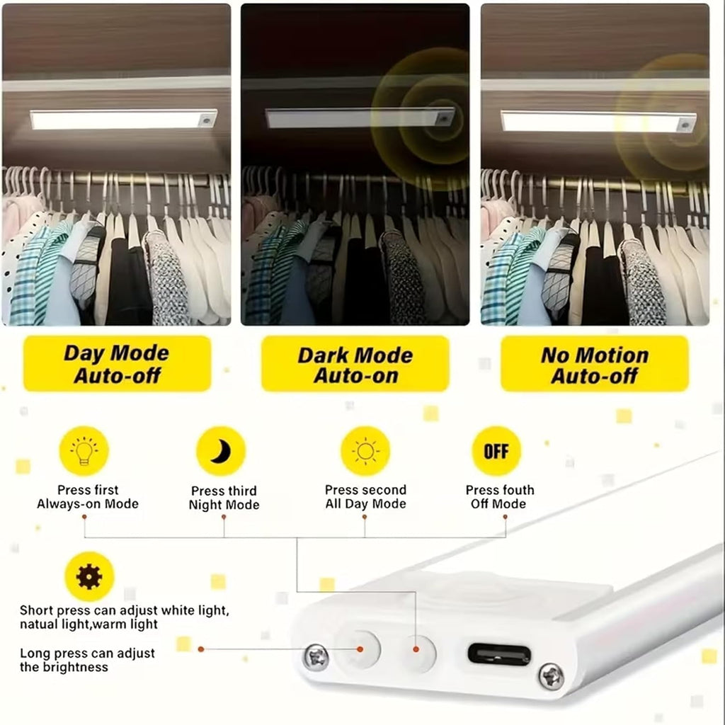 Motion Glow – Smart Wireless Rechargeable LED Light with Motion Sensor | Magnetic Installation | Under Cabinet & Wardrobe Lighting