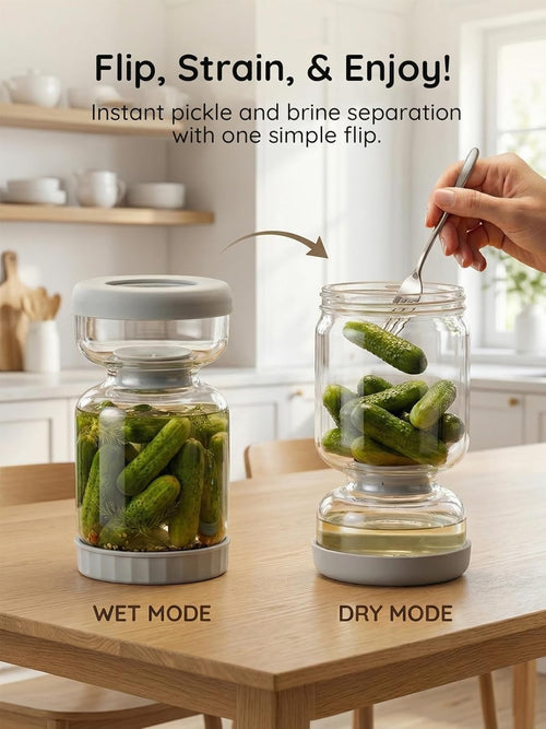 PickleFlow 1L – Smart Flip Pickle Jar