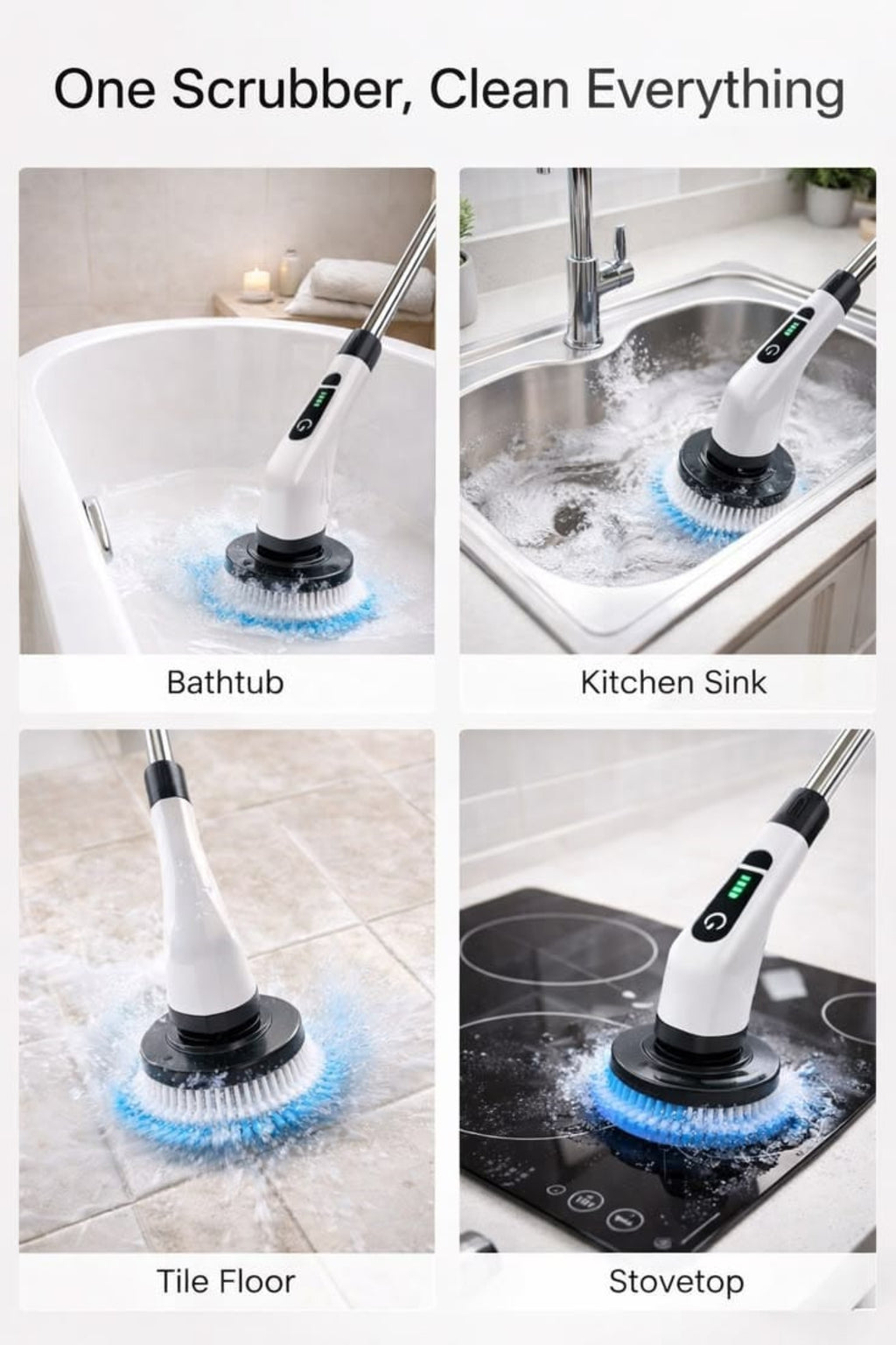 9-in-1 Multifunctional Cordless Electric Spin Scrubber with Extendable Handle