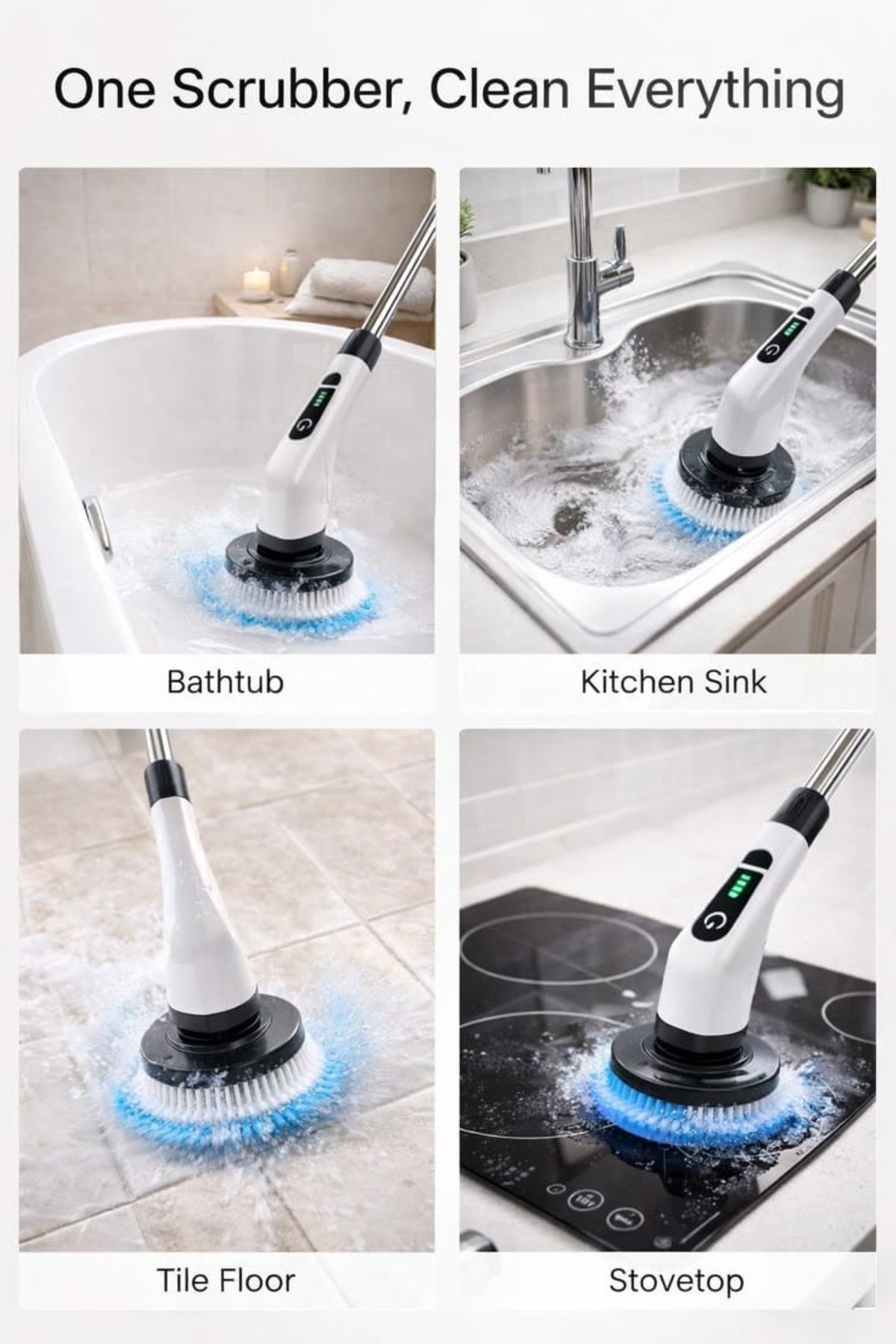 9-in-1 Multifunctional Cordless Electric Spin Scrubber with Extendable Handle